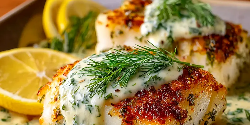 Baked Cod with Lemon-Dill Sauce