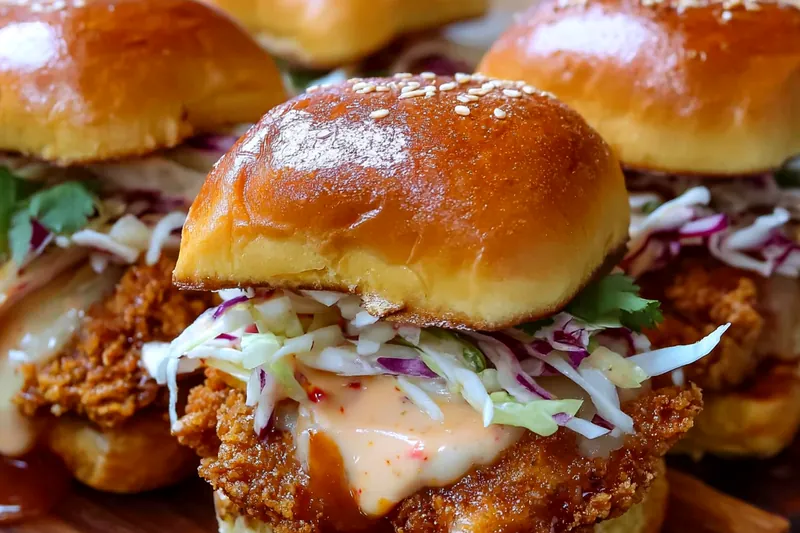 Golden chicken pieces frying in oil with bubbles around them, showing the perfect frying technique for crispy bang bang chicken